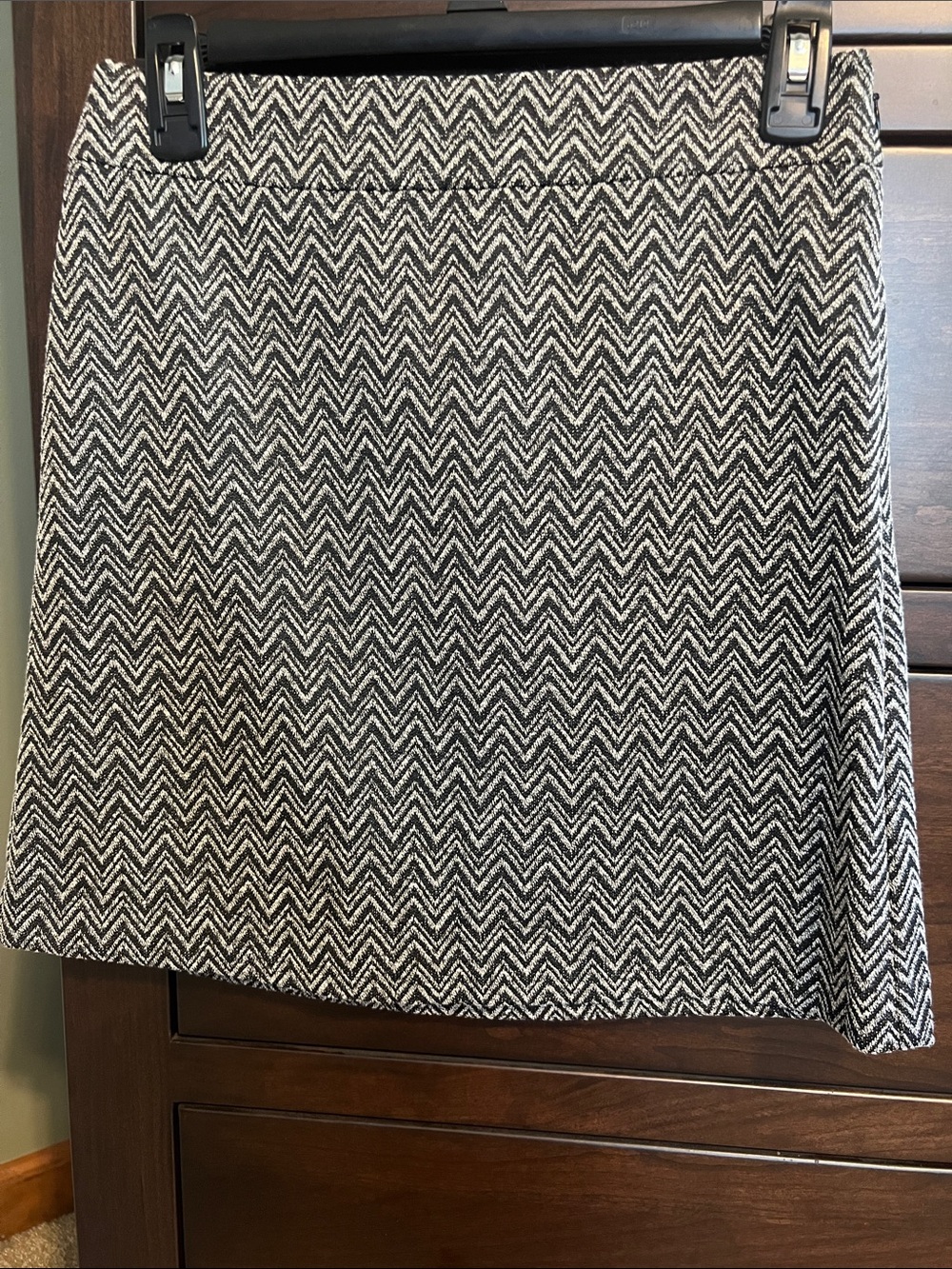 LOFT Black and White Chevron Mini Skirt